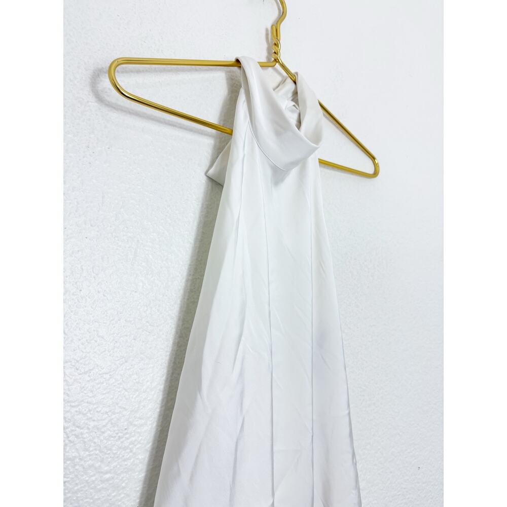 Zara White Asymmetric Satin Halter Top Size XXL Open Back 4772/137 Sexy Party - Picture 7 of 14